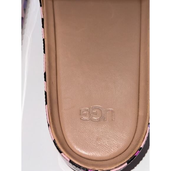 NEW UGG Pink Cheetah Print Jane Patent Slip On Slide Women Size 7.5 - Picture 4 of 7